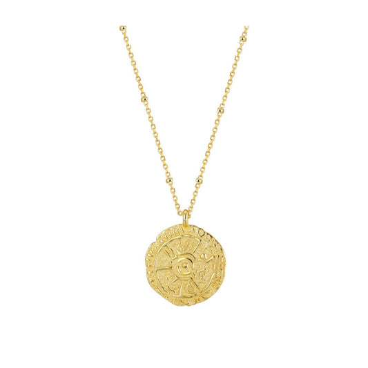 Chaska Inca Sun Coin Necklace - 18K gold plated - ginginjewels