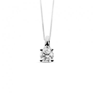 Solitaire lab-grown diamond necklace in 18ct white gold with a brilliant 0.5 carat diamond pendant.
